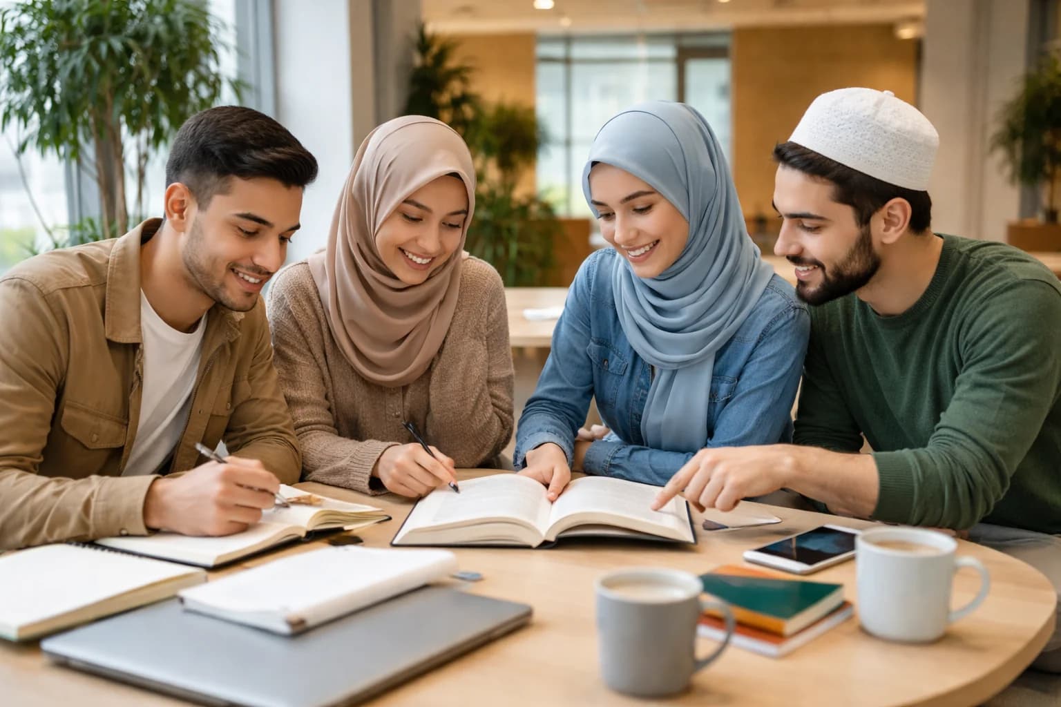 Gruppo eterogeneo della community musulmana in uno spazio urbano italiano moderno 3